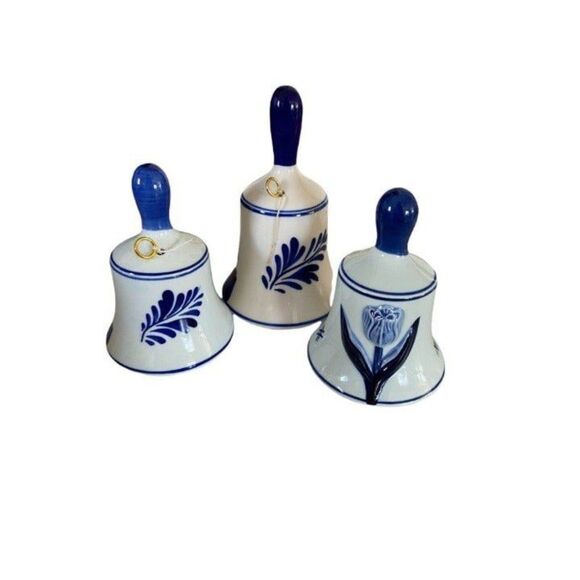 Delft Blue Bell, Hand Painted, Windmill Flowers, Delft Collectibles, Vintage - Picture 2 of 6